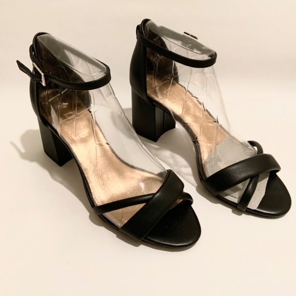 Ted Baker Sheaha Ankle Strap Heels Black Leather Sandals 9.5 Block Heel Pumps 40 - Picture 4 of 12